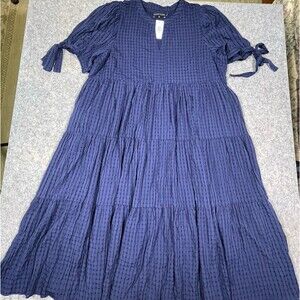 English Factory Tiered Dress Blue/Black Pockets Size 3X MSRP $110